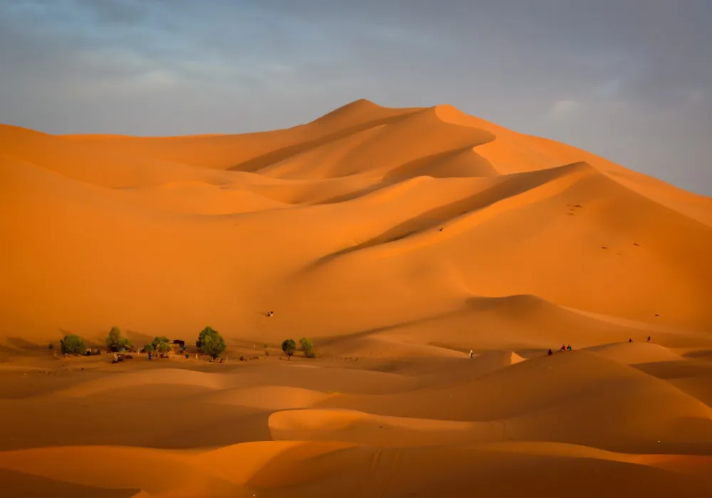 Sunrise at Erg Chebbi sand dune of Sahara, Merzouga, Morocco, Magic of Morocco Walk, Guided by Nature